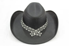Cargar imagen en el visor de la galería, Sombrero Vaquero - Negro imitación Piel